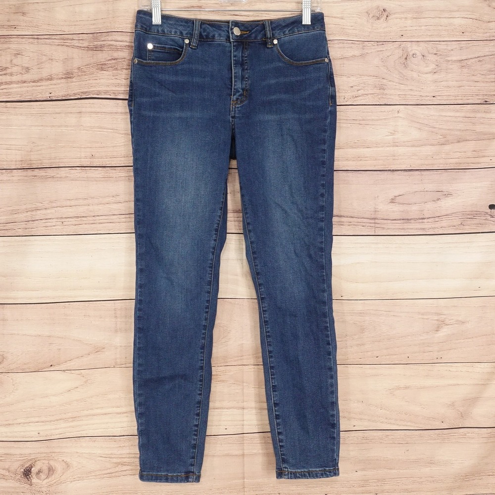 Tahari Chloe Fit Solution Skinny Jeans Womens 6 Blue Wash Stretch 28x27 Denim
